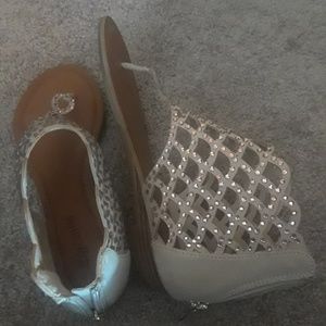 Low heel Rose Gold Sequined Sandals